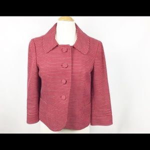 ANN TAYLOR 3/4 SLEEVE ROUND BUTTON TEXTURED BLAZER